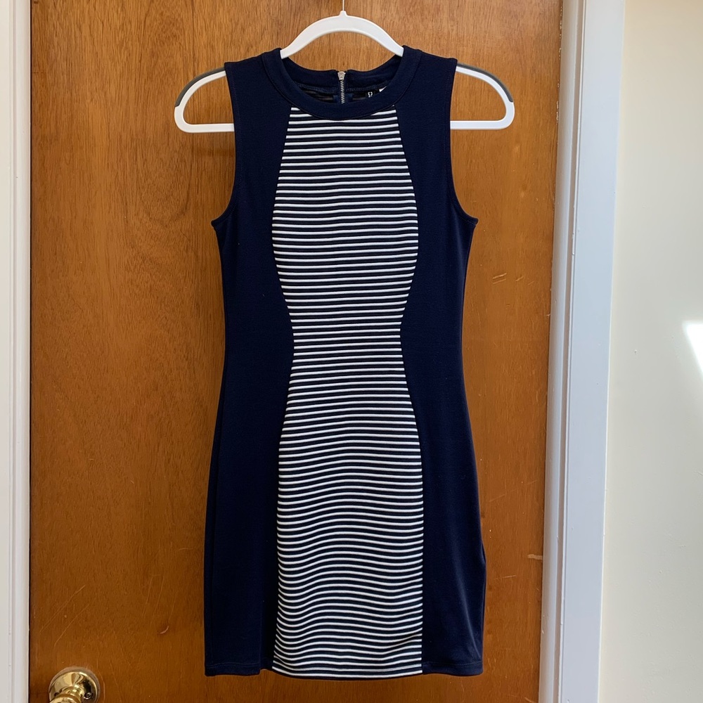 H&M Striped Navy & White Suiting Dress: NEVER WORN